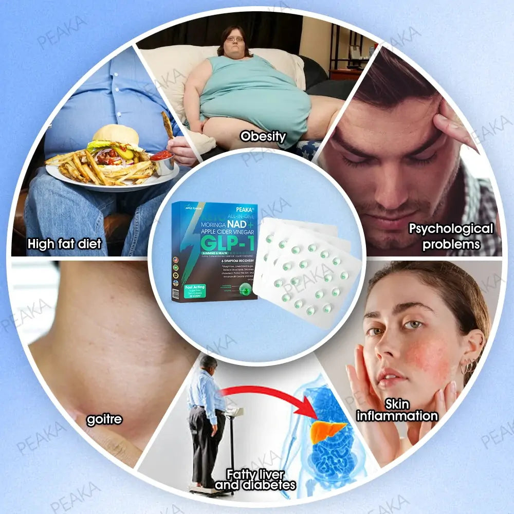 [Official Authorized Store] PEAKA® GLP-1 Slimming & Health Ultra Concentrated Essence Liquid Pearls - NAD+ Moringa & ACV & Keto BHB (✅speedy, long-lasting, addressing diabetes, obesity, and cardiovascular diseases)