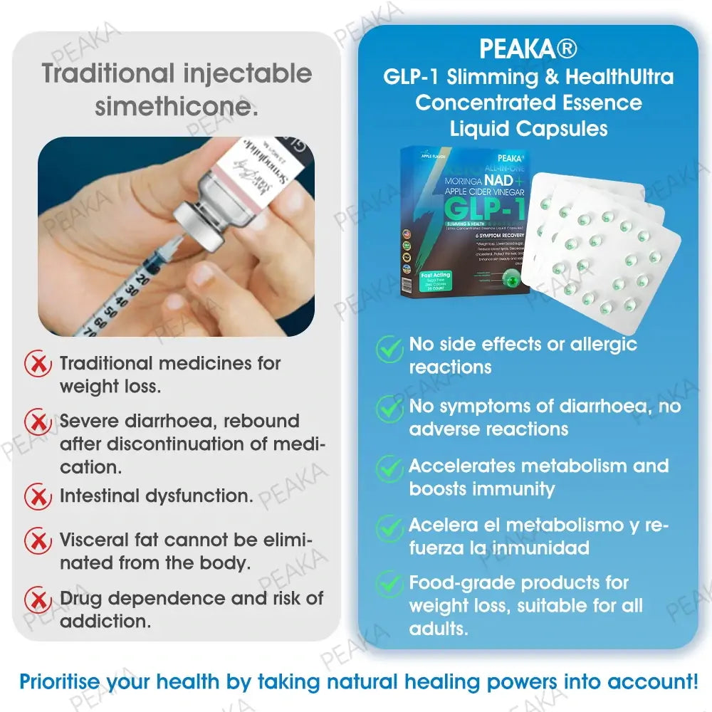 [Official Authorized Store] PEAKA® GLP-1 Slimming & Health Ultra Concentrated Essence Liquid Pearls - NAD+ Moringa & ACV & Keto BHB (✅speedy, long-lasting, addressing diabetes, obesity, and cardiovascular diseases)